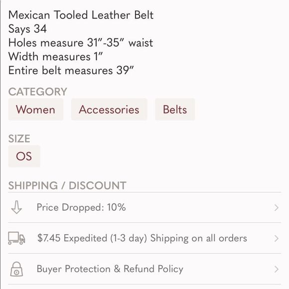 Tooled Leather Belt - Picture 9 of 9